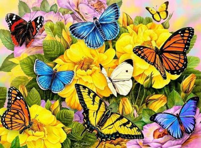 Diamond Painting - Farfalle E Fiori Gialli Diamond Painting