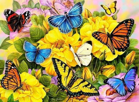 Diamond Painting - Farfalle E Fiori Gialli Diamond Painting