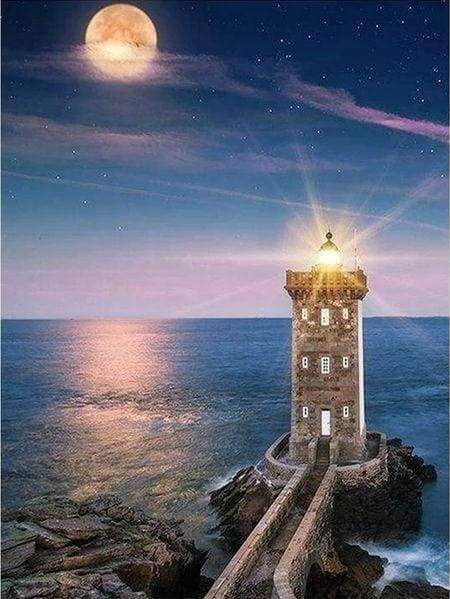 Diamond Painting - Faro E Luna Piena Diamond Painting