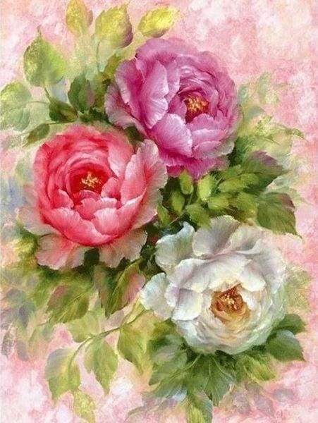 Diamond Painting - Fiori A 3 Colori Diamond Painting