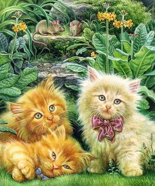 Diamond Painting - Gattini Carini In Giardino Diamond Painting