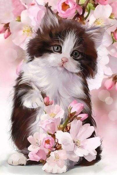 Diamond Painting - Gatto E Fiori Diamond Painting