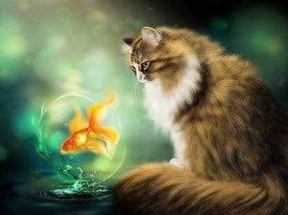 Diamond Painting - Gatto E Pesce Rosso Diamond Painting