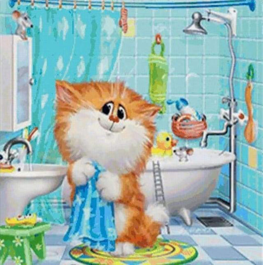 Diamond Painting - Gatto In Bagno Diamond Painting