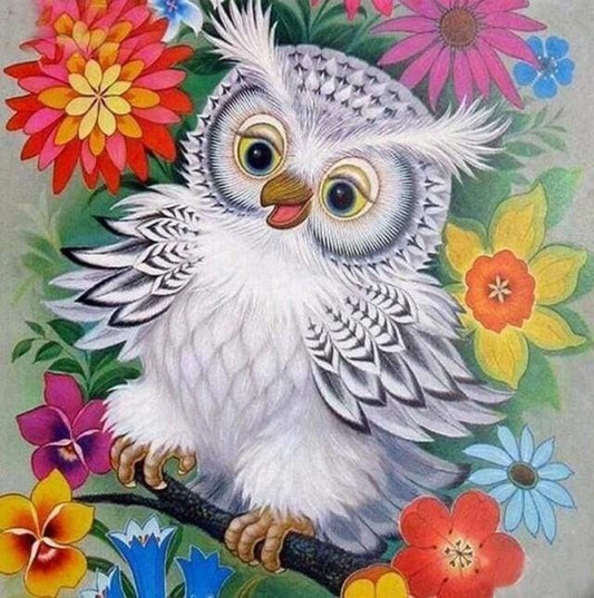 Diamond Painting - Gufo E Fiori Diamond Painting