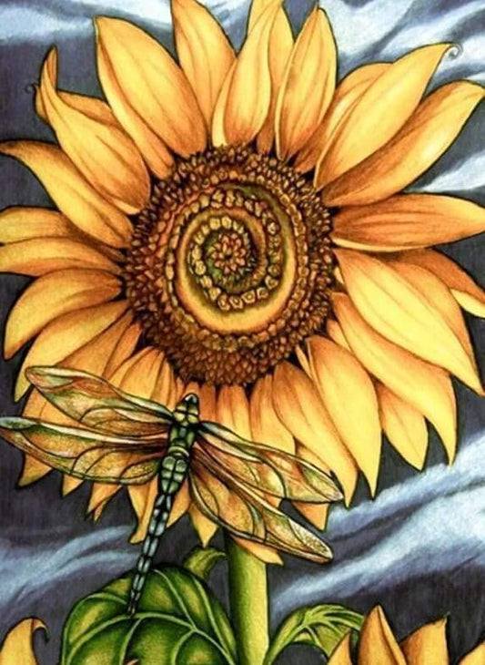 Diamond Painting - Libellula E Girasole Diamond Painting