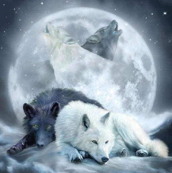 Diamond Painting - Lupi Che Ululano Alla Luna Diamond Painting kit diamond painting