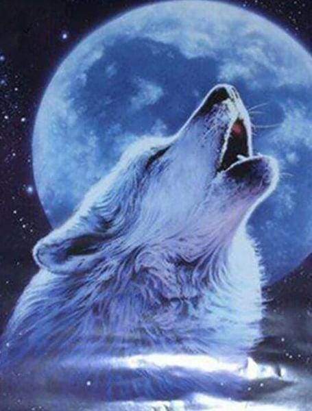 Diamond Painting - Lupo Che Ulula Alla Luna Piena Diamond Painting