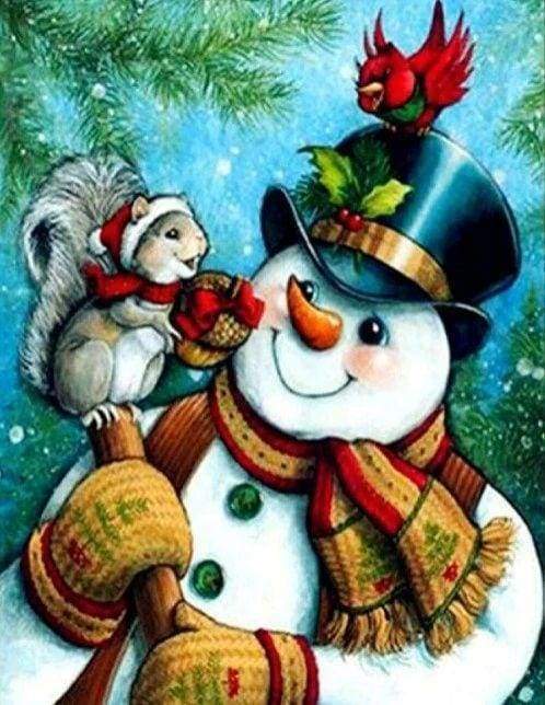 Diamond Painting - Pupazzi Di Neve E Piccoli Amici Diamond Painting