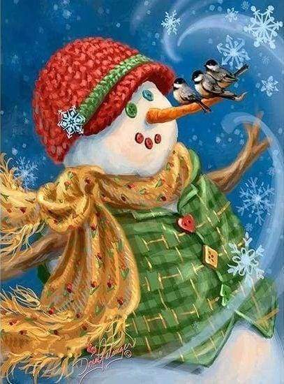 Diamond Painting - Pupazzo Di Neve Con Giacca Verde Diamond Painting