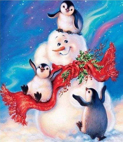 Diamond Painting - Pupazzo Di Neve E Pinguini Diamond Painting