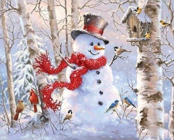 Diamond Painting - Pupazzo Di Neve Nella Foresta Diamond Painting