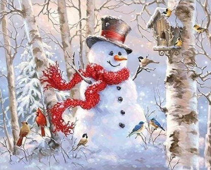 Diamond Painting - Pupazzo Di Neve Nella Foresta Diamond Painting