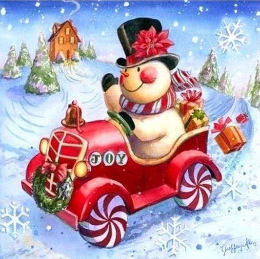 Diamond Painting - Pupazzo Di Neve Nella Sua Macchina Diamond Painting