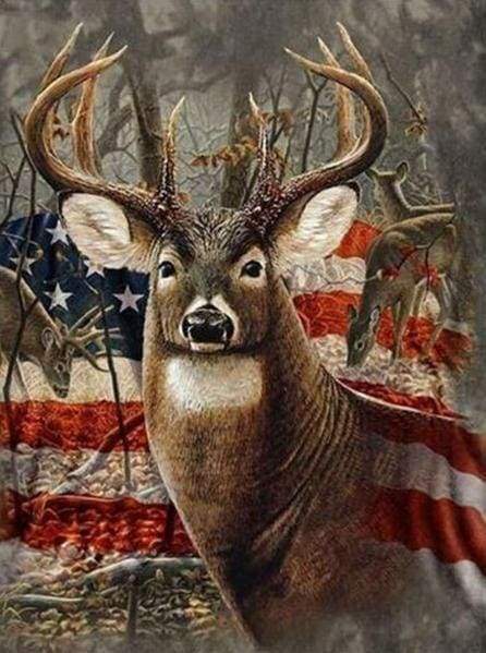Diamond Painting - Renne E Bandiera Americana Diamond Painting