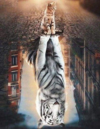 Diamond Painting - Riflesso Del Gatto Sulla Città Diamond Painting