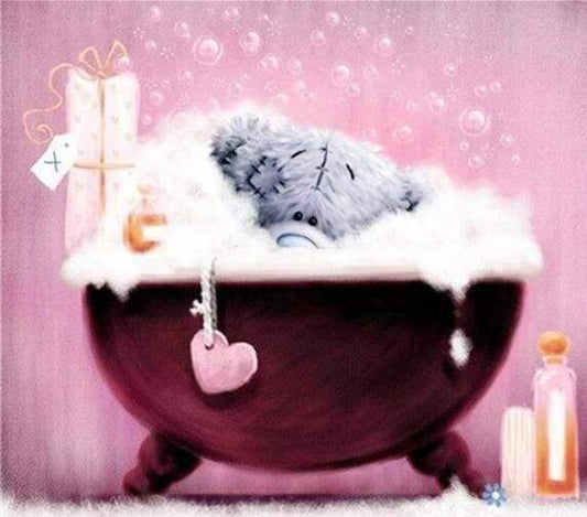 Diamond Painting - Teddy Nella Sua Vasca Da Bagno Diamond Painting