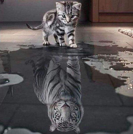 Diamond Painting - Tigre E Leone Riflessivi Diamond Painting