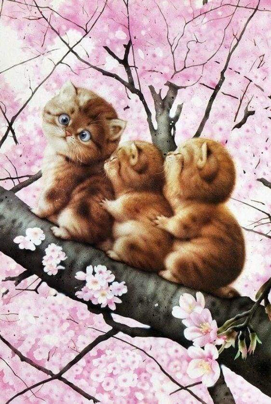 Diamond Painting - Tre Gattini Su Un Ramo Diamond Painting