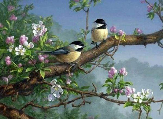 Diamond Painting - Uccelli Su Un Ramo Fiorito Diamond Painting