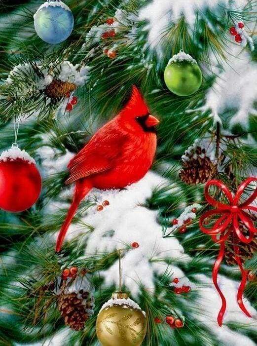 Diamond Painting - Uccello Sull'Albero Di Natale Diamond Painting