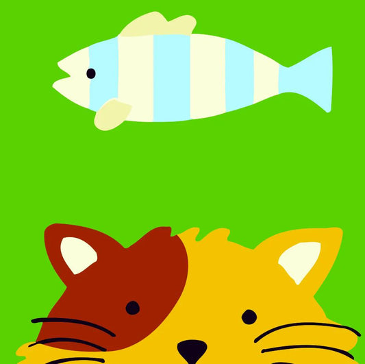 Dipingere con i numeri Bambini - Gatto E Pesce Diamond Painting