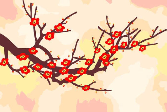 Dipingere con i numeri Bambini - Ramo Con Fiori Rossi Diamond Painting | Seos Shop ®