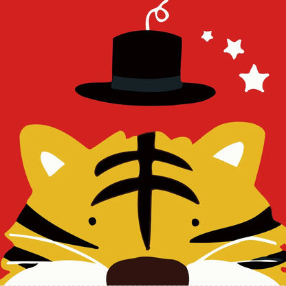 Dipingere con i numeri Bambini - Tigre Con Il Cappello Nero Diamond Painting