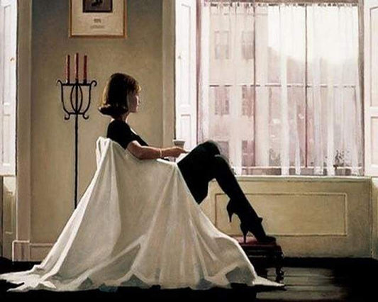 Donna Che Guarda Attraverso La Sua Finestra Diamond Painting