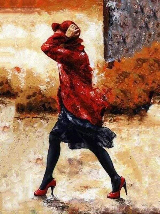 Donna Che Tiene Il Suo Cappello Diamond Painting