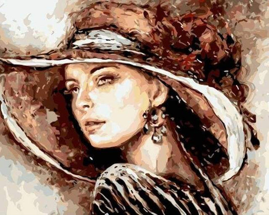 Donna Con Cappello Diamond Painting kit diamond painting