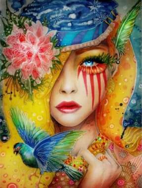 Donna Con Uccelli Diamond Painting
