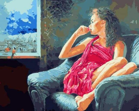 Donna Pensierosa Vicino Alla Finestra Diamond Painting kit diamond painting