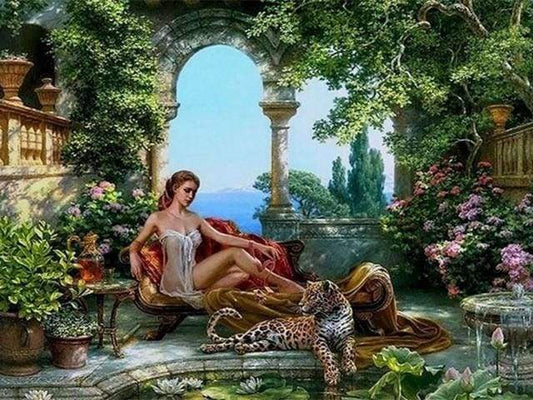 Donna Sdraiata E Leopardo Diamond Painting