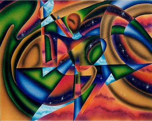 Donna e combinazioni geometriche di colori Diamond Painting