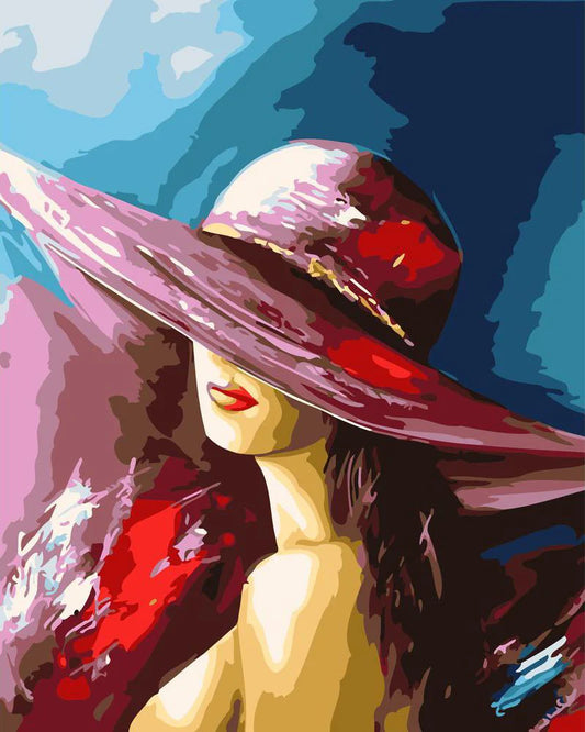 Donna misteriosa con cappello Diamond Painting