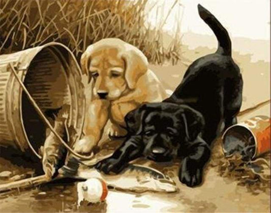 Due Cani Che Giocano Diamond Painting
