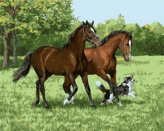 Due Cavalli E Cane Diamond Painting