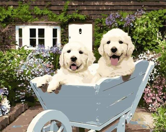 Due Cuccioli In Una Carriola Diamond Painting