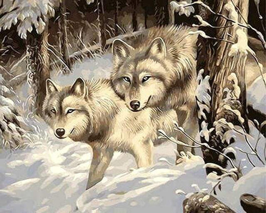 Due Lupi Nella Neve Diamond Painting