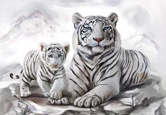 Due Tigri Bianche Diamond Painting