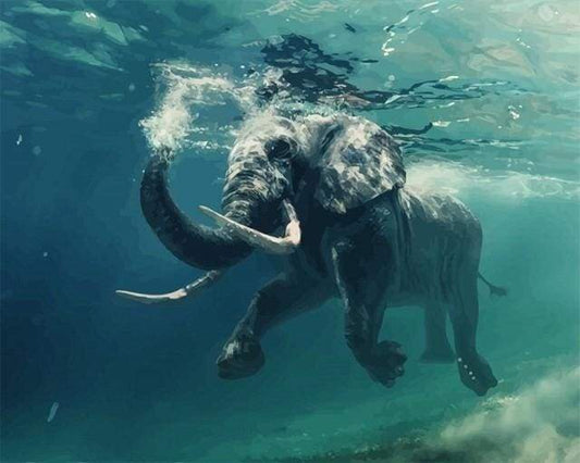 Elefante Che Nuota Diamond Painting