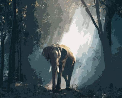 Elefante Nella Foresta Oscura Diamond Painting