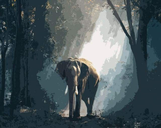 Elefante Nella Foresta Oscura Diamond Painting