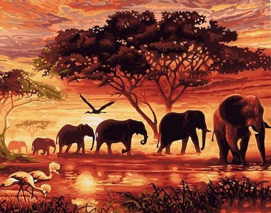 Elefanti Al Tramonto Diamond Painting