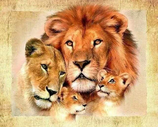 Famiglia Di Leoni Diamond Painting