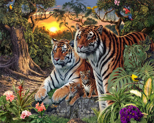 Famiglia di tigri Diamond Painting