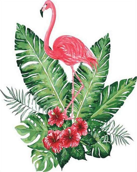 Fenicottero Rosa E Fiori Diamond Painting