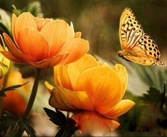 Fiore Giallo E Farfalla Diamond Painting
