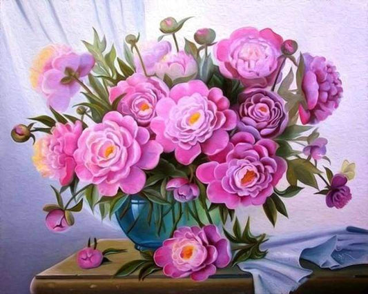 Fiori E Vaso Blu Diamond Painting